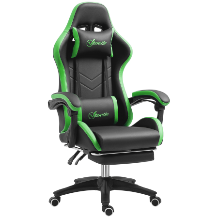 Mobila birou -  Scaun Gaming cu inaltime Reglabila, Scaun Gaming Ergonomic cu Spatar Rabatabil, 65x65x121-129 cm, Negru