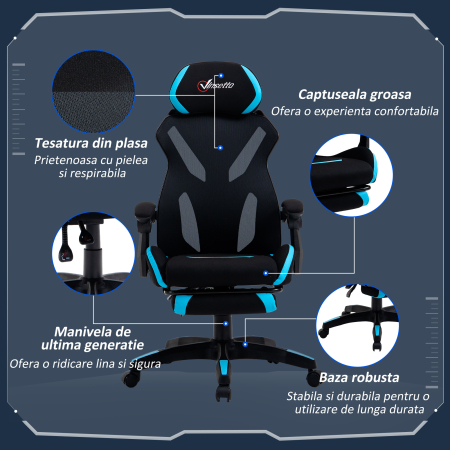  Scaun Gaming Ergonomic 65×65×119-129 cm Negru/Albastru [7]