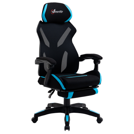 Mobila birou -  Scaun Gaming Ergonomic 65×65×119-129 cm Negru/Albastru