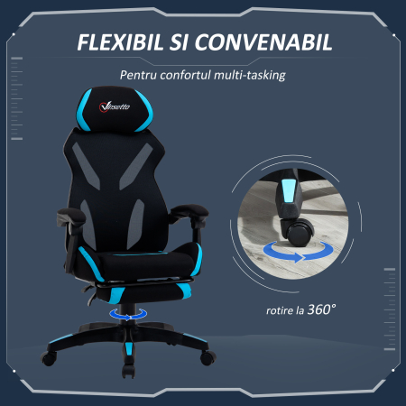  Scaun Gaming Ergonomic 65×65×119-129 cm Negru/Albastru [6]