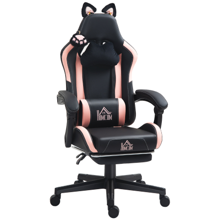 Dormitor & birou -  Scaun Gaming Ergonomic cu Urechi de Pisica, Roz