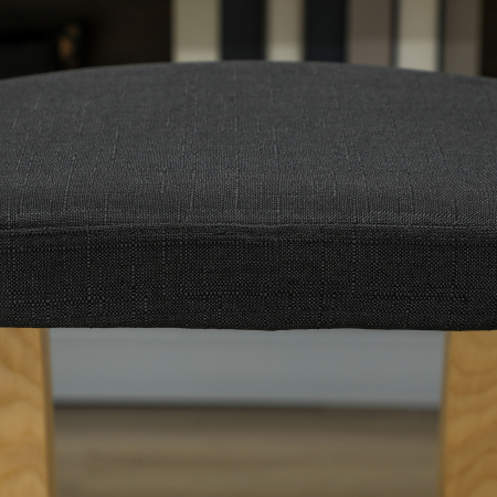  Scaun Genunchi cu Miscare de Balans, in tesatura Efect de In si Lemn de Mesteacan, 50x73x55 cm, Negru [8]