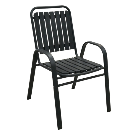 Gradina & balcon - Scaun gradina cu brate, cadru metalic, maxim 110 kg, 56x63x89 cm, gri inchis