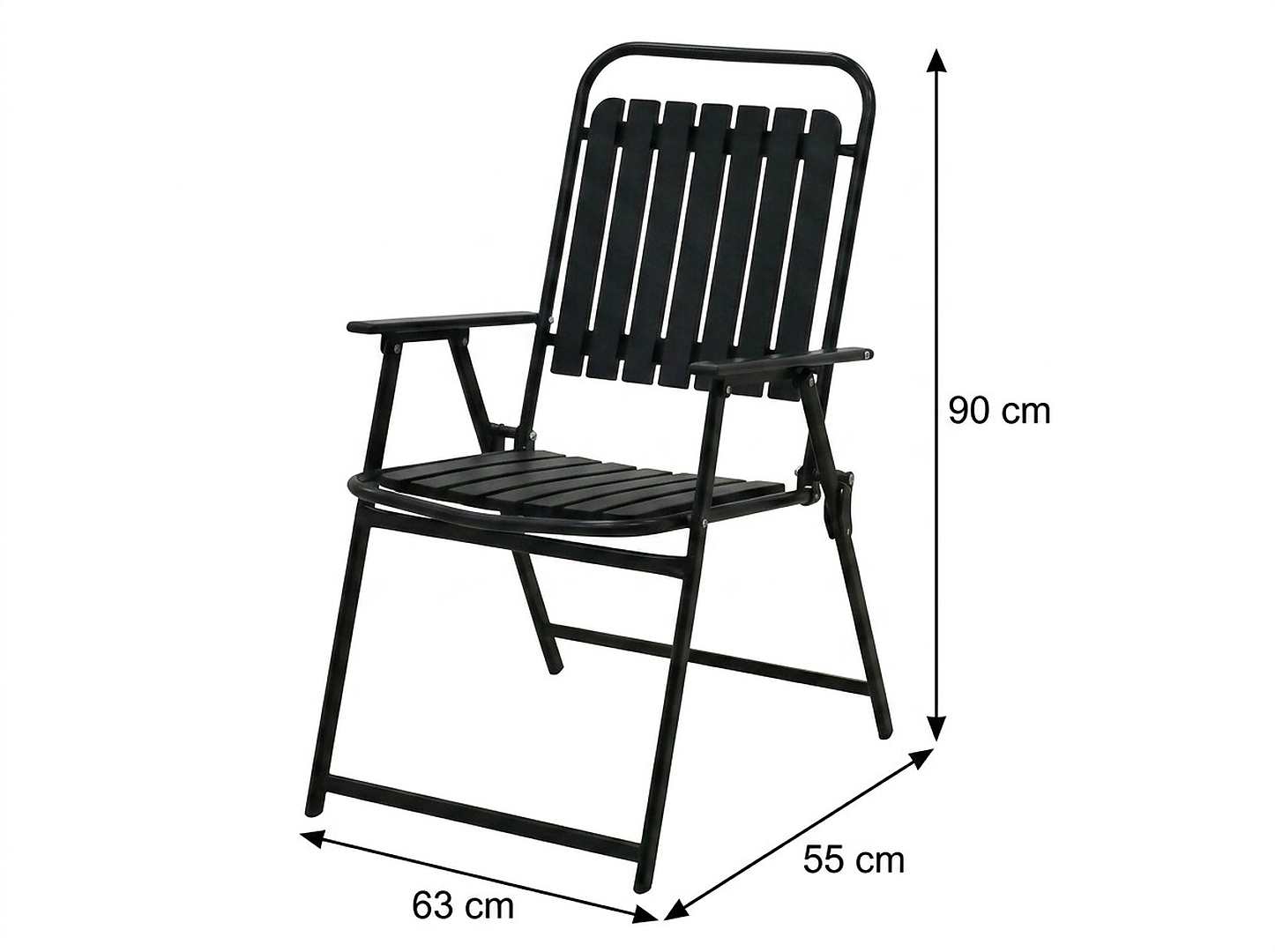 Scaun gradina pliabil cu cadru metalic si sezut PP, maxim 110 kg, 63x55x90 cm, negru [3]