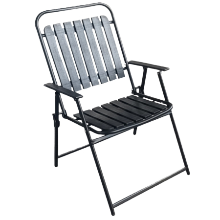 Scaun gradina pliabil cu cadru metalic si sezut PP, maxim 110 kg, 63x55x90 cm, negru [15]
