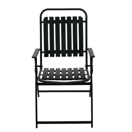 Scaun gradina pliabil cu cadru metalic si sezut PP, maxim 110 kg, 63x55x90 cm, negru [5]