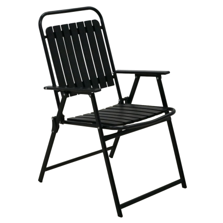 Gradina & balcon - Scaun gradina pliabil cu cadru metalic si sezut PP, maxim 110 kg, 63x55x90 cm, negru