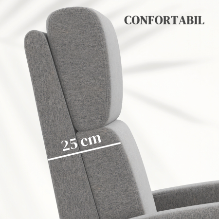  Scaun Inclinabil Modern, Canapea Single din Tesatura de Panza, Scaune de Teatru pentru Acasa cu Brate si Spatar Bine Umplute, Gri [5]