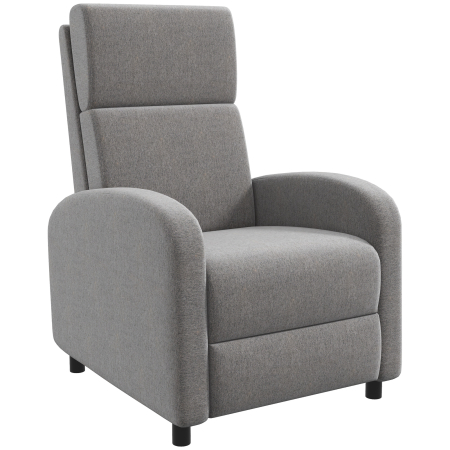 Scaune bucatarie & living -  Scaun Inclinabil Modern, Canapea Single din Tesatura de Panza, Scaune de Teatru pentru Acasa cu Brate si Spatar Bine Umplute, Gri
