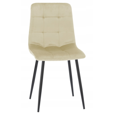 Mobila - Scaun living tapitat cu catifea, spatar matlasat, 44x54x89 cm, bej