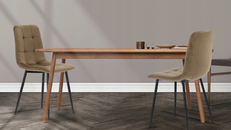 Scaun living tapitat cu catifea, spatar matlasat, 44x54x89 cm, maro [1]