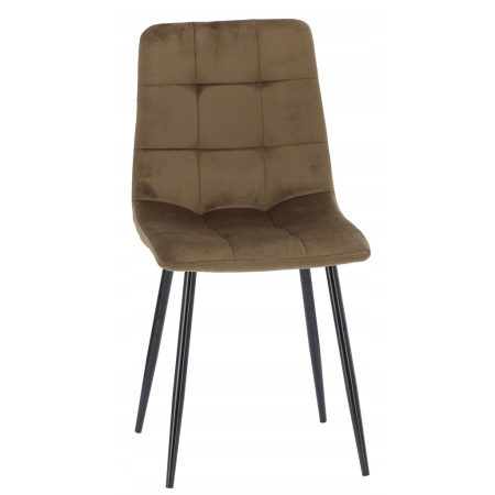 Mobila - Scaun living tapitat cu catifea, spatar matlasat, 44x54x89 cm, maro