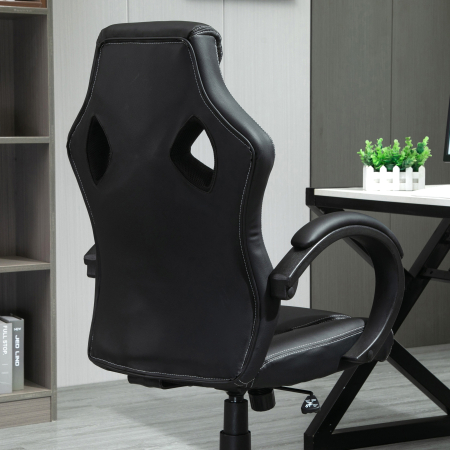  Scaun pentru birou,cu roti rotative la 360°, scaun gaming, inaltimea reglabila, Negru [8]