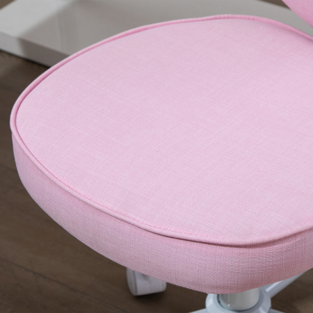  Scaun pentru Birou in Forma de Inima cu 5 Roti si inaltime Reglabila din Material Textil Roz, 42x50x79-89cm [8]