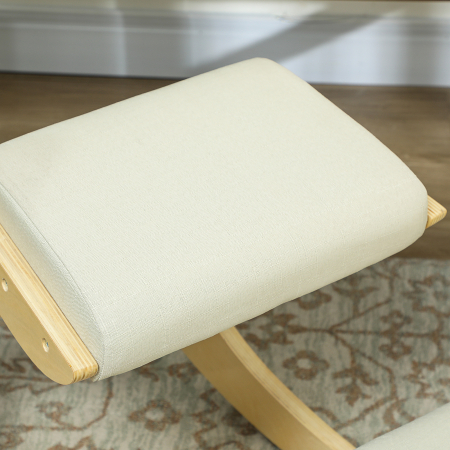 Scaun pentru Genunchi cu Miscare de Leganare, Scaun Ergonomic Postural din Material Textil, 55x85x55 cm, Alb Crem [7]