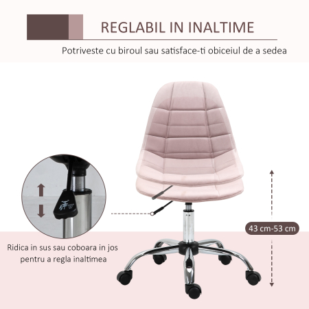  Scaun Pivotant pentru Birou Ergonomic Reglabil Roz [3]