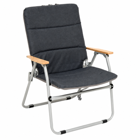 Gradina & balcon - Scaun pliabil camping sau pescuit 5Five cu cadru din otel, sezut si spatar cu burete, 64x62x91 cm, gri antracit