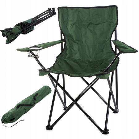 Scaun pliabil camping sau pescuit, suport pahar, verde [8]