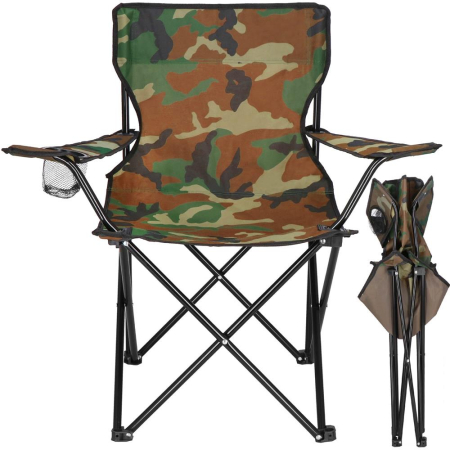Scaun pliabil camping sau pescuit, suport pahar, 80x40x45cm, camuflaj [1]