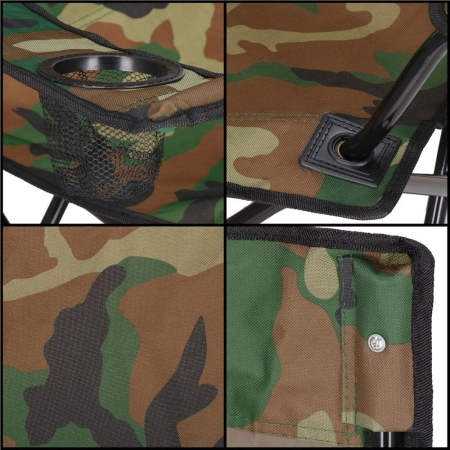 Scaun pliabil camping sau pescuit, suport pahar, 80x40x45cm, camuflaj [4]