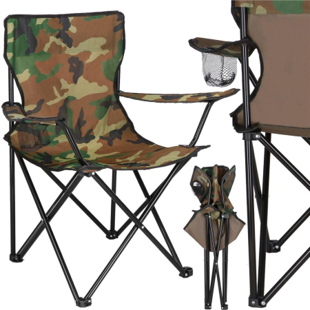 Scaun pliabil camping sau pescuit, suport pahar, 80x40x45cm, camuflaj [3]