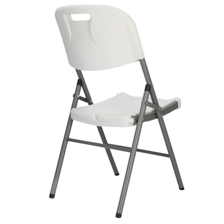Scaun pliabil HDPE cu cadru metalic, pentru catering sau gradina, 46x53x86 cm, 150 kg, alb [8]