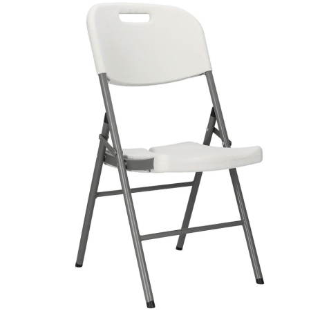 Baie - Scaun pliabil HDPE cu cadru metalic, pentru catering sau gradina, 46x53x86 cm, 150 kg, alb
