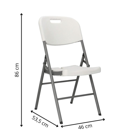 Scaun pliabil HDPE cu cadru metalic, pentru catering sau gradina, 46x53x86 cm, 150 kg, alb [17]