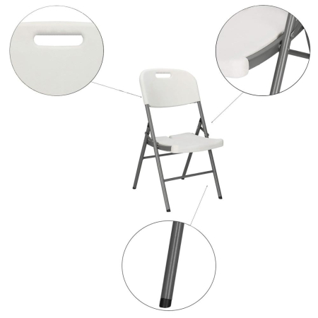 Scaun pliabil HDPE cu cadru metalic, pentru catering sau gradina, 46x53x86 cm, 150 kg, alb [16]