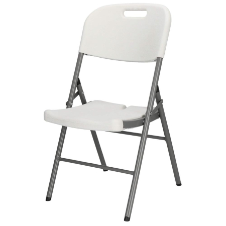 Scaun pliabil HDPE cu cadru metalic, pentru catering sau gradina, 46x53x86 cm, 150 kg, alb [1]