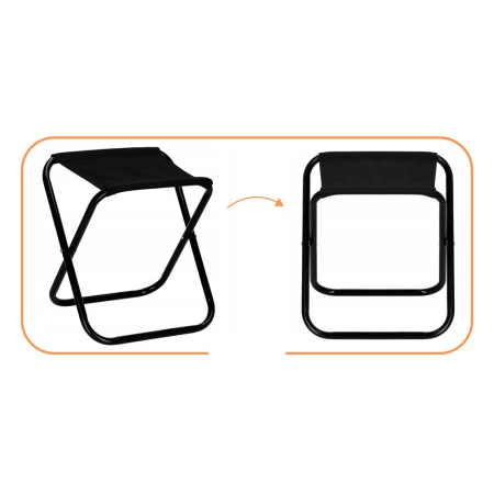 Scaun pliabil pentru camping sau pescuit, cadru metalic, maxim 100 kg, 26x26x34 cm, negru [16]