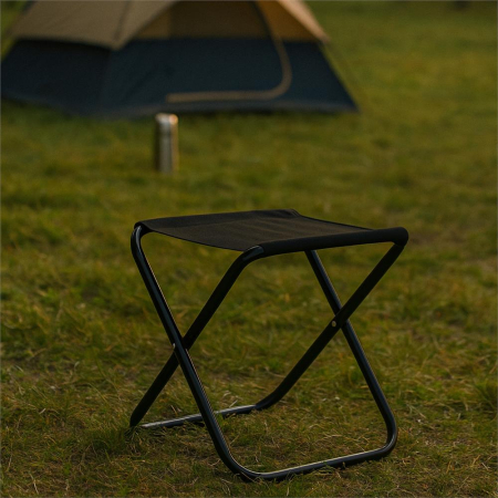 Scaun pliabil pentru camping sau pescuit, cadru metalic, maxim 100 kg, 26x26x34 cm, negru [8]