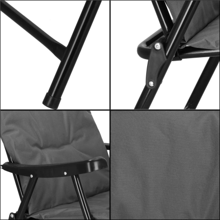 Scaun pliabil pentru terasa sau camping, sezut si spatar cu burete, maxim 120kg, gri [9]