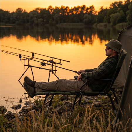 Scaun pliabil premium pentru pescuit sau camping cu suport pentru picioare, reglabil in 5 pozitii, picioare reglabile pe inaltime, 81x57x100 cm, 140 k [26]