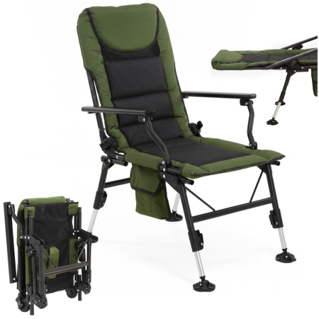 Scaun pliabil premium pentru pescuit sau camping cu suport pentru picioare, reglabil in 5 pozitii, picioare reglabile pe inaltime, 81x57x100 cm, 140 k [28]