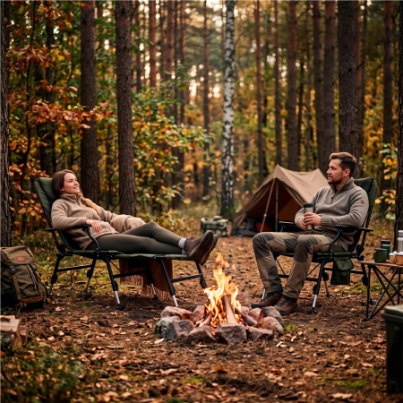 Scaun pliabil premium pentru pescuit sau camping cu suport pentru picioare, reglabil in 5 pozitii, picioare reglabile pe inaltime, 81x57x100 cm, 140 k [24]