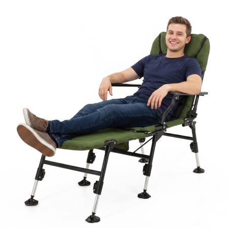 Scaun pliabil premium pentru pescuit sau camping cu suport pentru picioare, reglabil in 5 pozitii, picioare reglabile pe inaltime, 81x57x100 cm, 140 k [16]