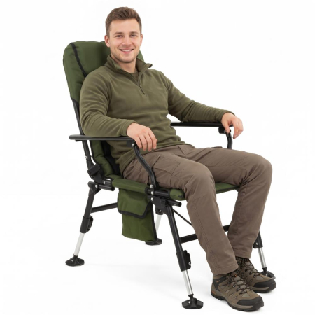 Scaun pliabil premium pentru pescuit sau camping cu suport pentru picioare, reglabil in 5 pozitii, picioare reglabile pe inaltime, 81x57x100 cm, 140 k [15]