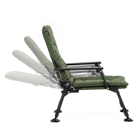Scaun pliabil premium pentru pescuit sau camping, reglabil in 5 pozitii, picioare reglabile pe inaltime, 71x57x90 cm, 140 kg, verde inchis [8]
