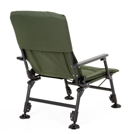 Scaun pliabil premium pentru pescuit sau camping, reglabil in 5 pozitii, picioare reglabile pe inaltime, 71x57x90 cm, 140 kg, verde inchis [9]