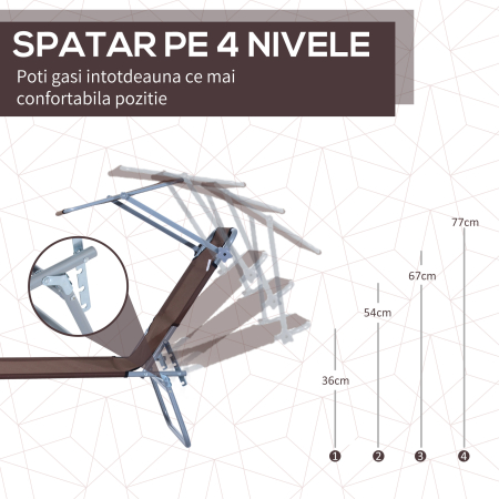  Scaun Pliabil Reclinabil cu Paravan Parasolar din tesatura Oxford, Maro [3]