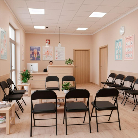 Scaun pliabil tapitat cu spatar, utilizare interior sau exterior, cadru metalic, 40x42x76 cm, maxim 120 kg, negru [3]