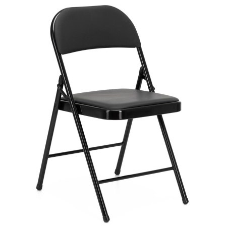 Scaun pliabil tapitat cu spatar, utilizare interior sau exterior, cadru metalic, 40x42x76 cm, maxim 120 kg, negru [13]