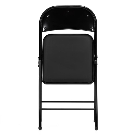 Scaun pliabil tapitat cu spatar, utilizare interior sau exterior, cadru metalic, 40x42x76 cm, maxim 120 kg, negru [12]