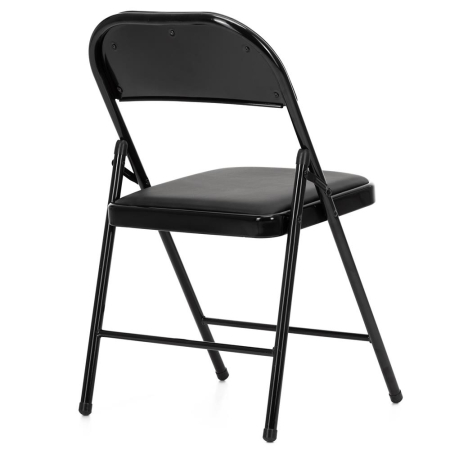 Scaun pliabil tapitat cu spatar, utilizare interior sau exterior, cadru metalic, 40x42x76 cm, maxim 120 kg, negru [14]