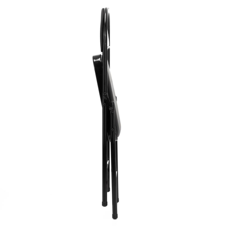 Scaun pliabil tapitat cu spatar, utilizare interior sau exterior, cadru metalic, 40x42x76 cm, maxim 120 kg, negru [16]