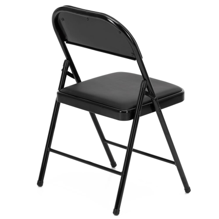 Scaun pliabil tapitat cu spatar, utilizare interior sau exterior, cadru metalic, 40x42x76 cm, maxim 120 kg, negru [9]