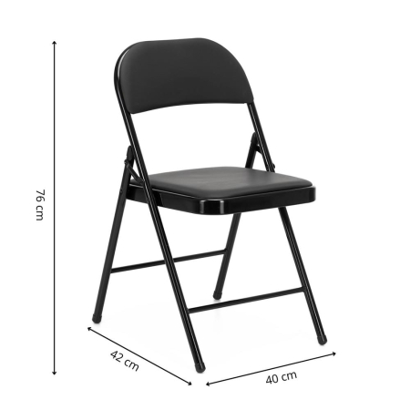 Scaun pliabil tapitat cu spatar, utilizare interior sau exterior, cadru metalic, 40x42x76 cm, maxim 120 kg, negru [19]