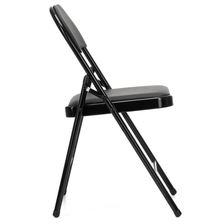 Scaun pliabil tapitat cu spatar, utilizare interior sau exterior, cadru metalic, 40x42x76 cm, maxim 120 kg, negru [15]