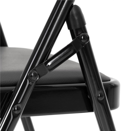 Scaun pliabil tapitat cu spatar, utilizare interior sau exterior, cadru metalic, 40x42x76 cm, maxim 120 kg, negru [10]